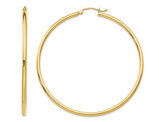 Large Hoop Earrings in 14K Yellow Gold 2 Inch (2.00 mm)